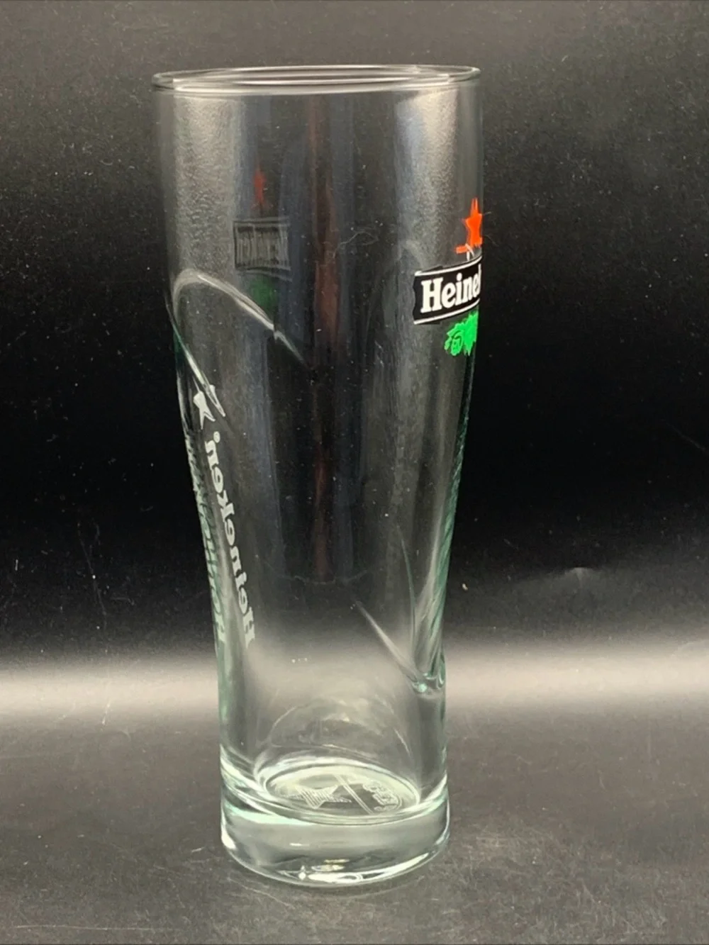 Pre Owned Heineken Red Star Logo Pilsner Glass Etched With Star on Bottom Rare